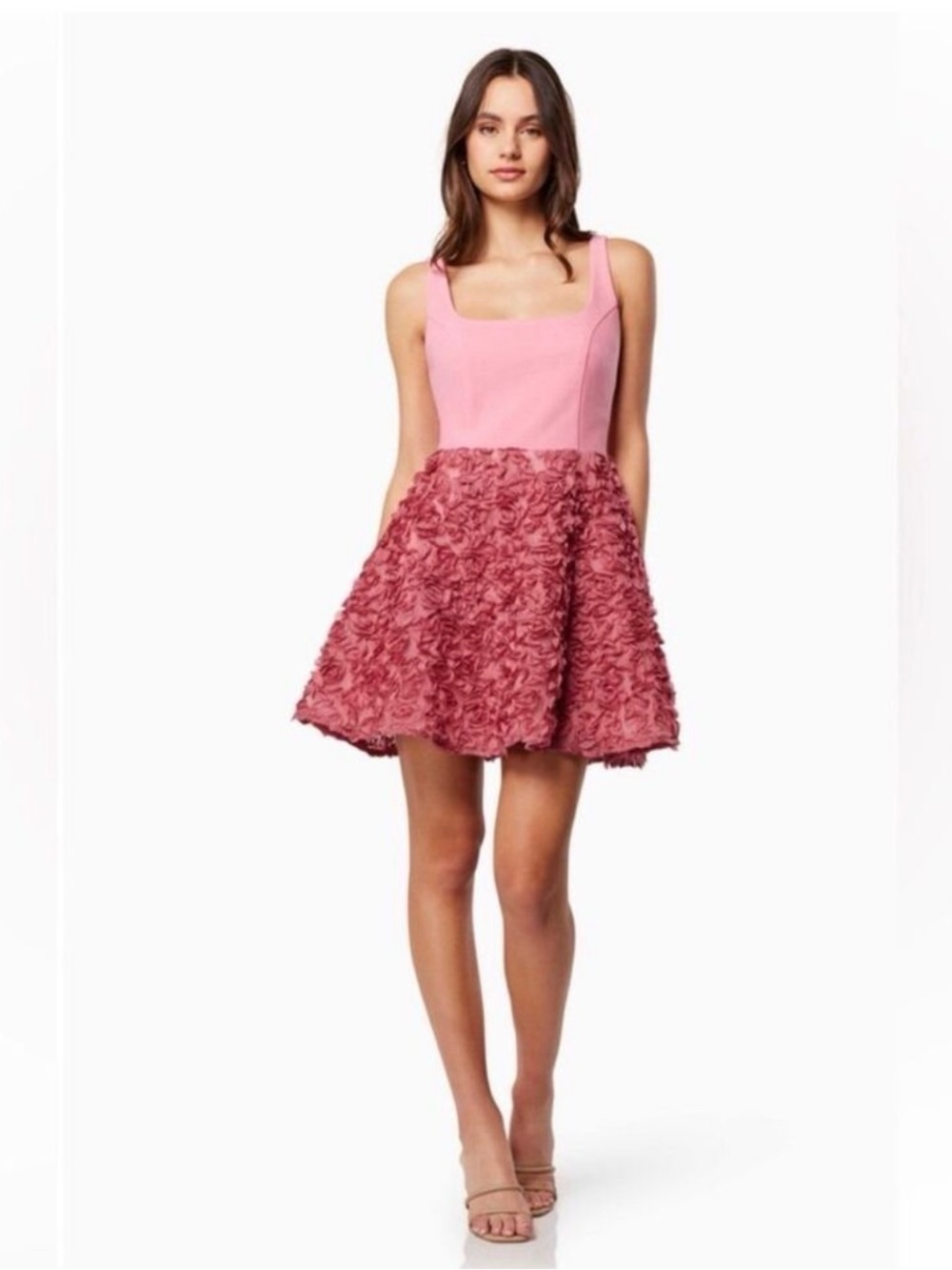 NWT Elliatt Admiration Dress Pink Floral Textured A-Line Skirt Mini S - Picture 5 of 9